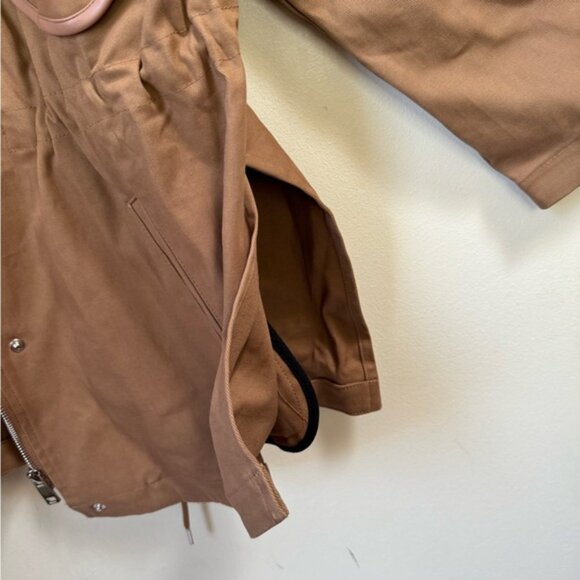 Maje Gangzyum Hood Oversized Elastic Drawstring Stretch Hooded Jacket Preppy Tan - Picture 11 of 16